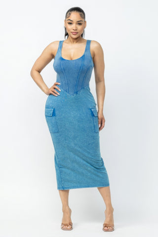 Acid Wash Allure Midi Dress