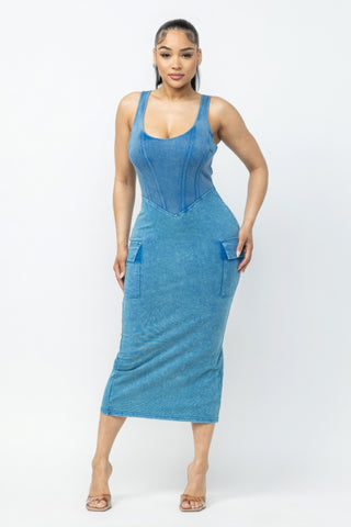 Acid Wash Allure Midi Dress