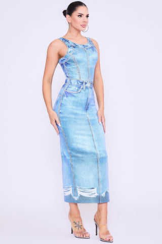 Denim Dreamscape Midi