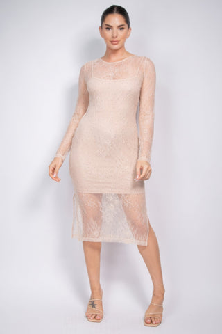 Tan-tastic Sparkle Slit Midi Dress