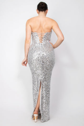 Dazzle Diva V-Bar Dress Silver