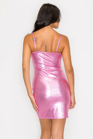 Foil Mini Dress Pink