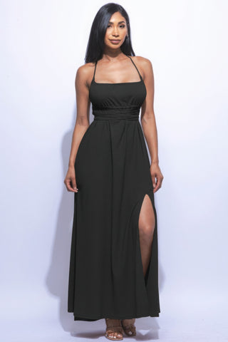 Side Slit Maxi Dress Black