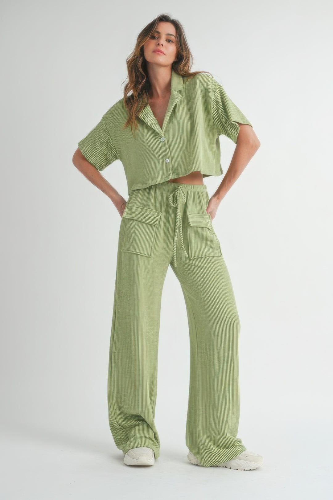 Button Up 2 Piece Set Sage