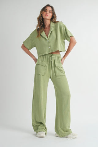 Button Up 2 Piece Set Sage