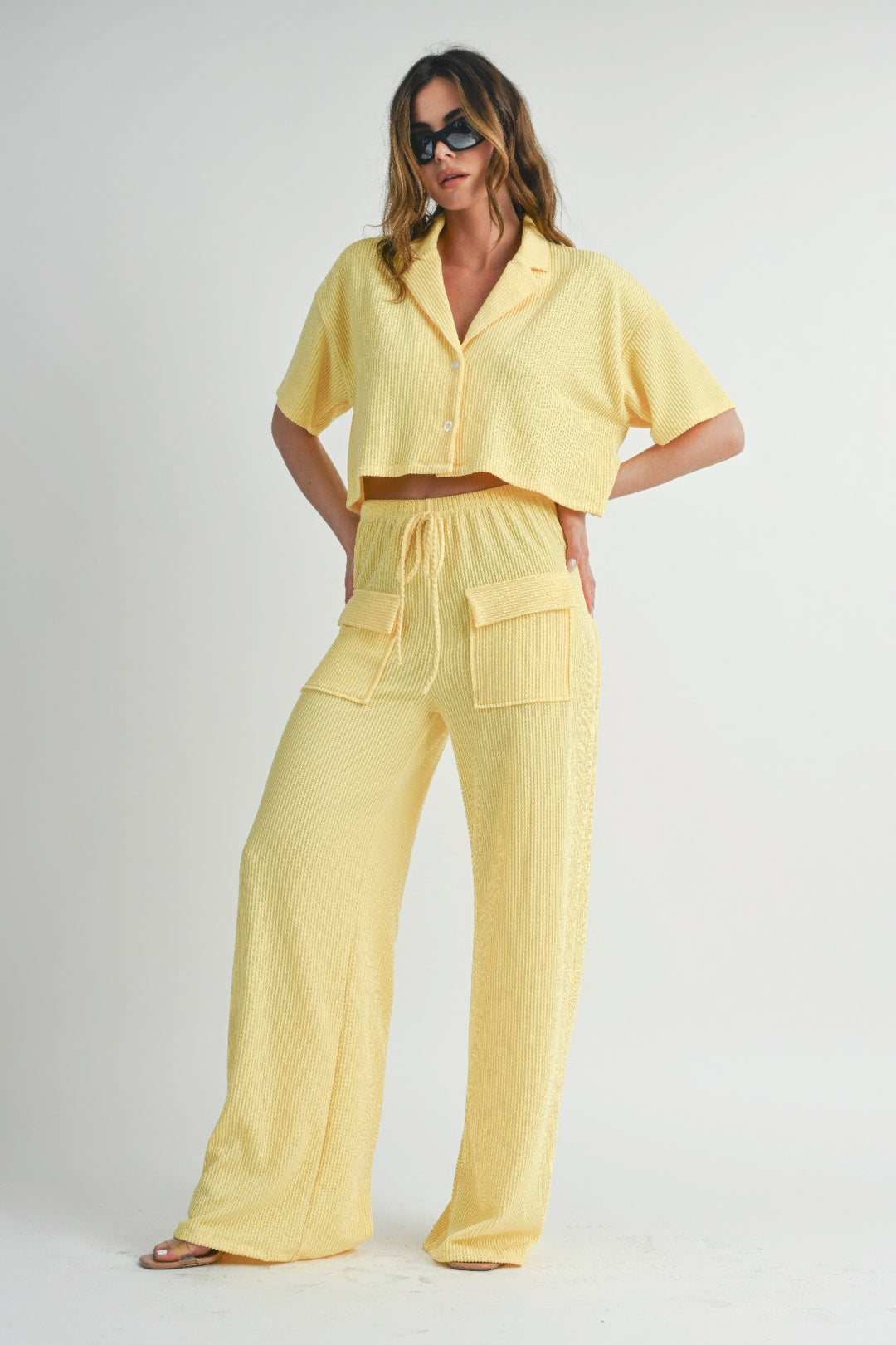 Button Up 2 Piece Set Yellow