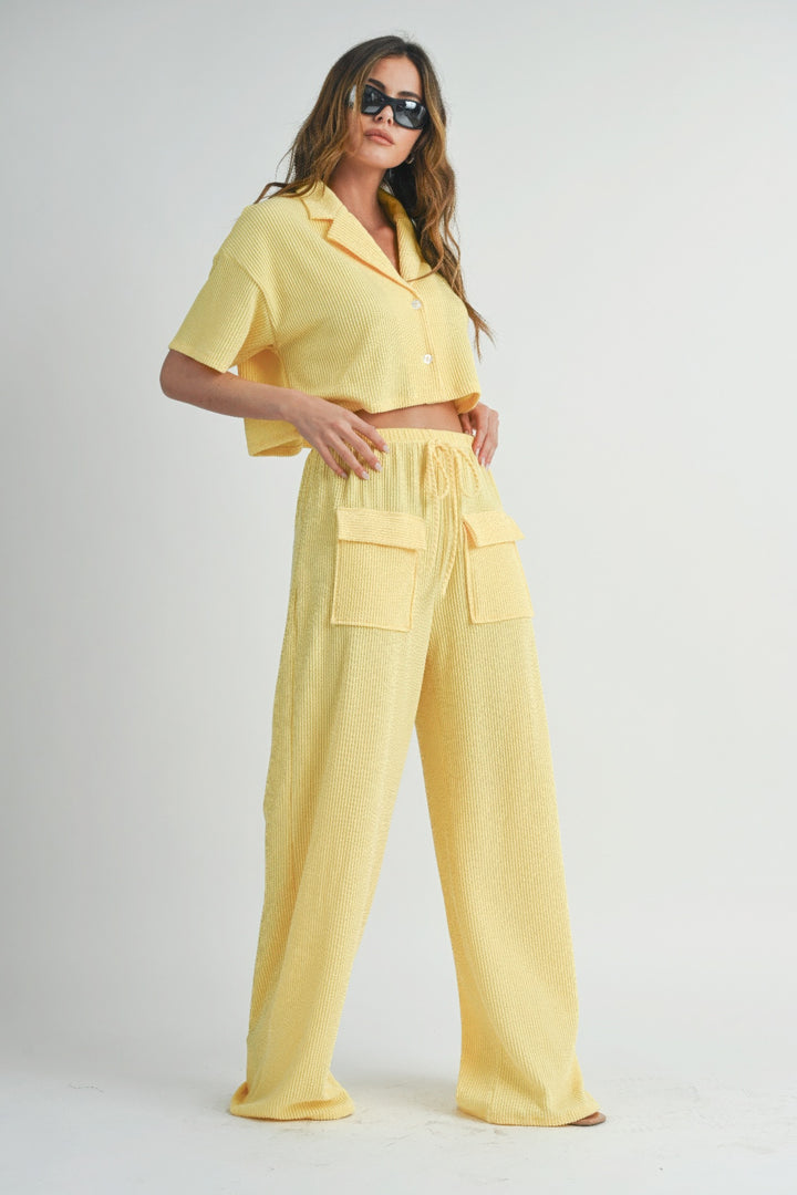 Button Up 2 Piece Set Yellow