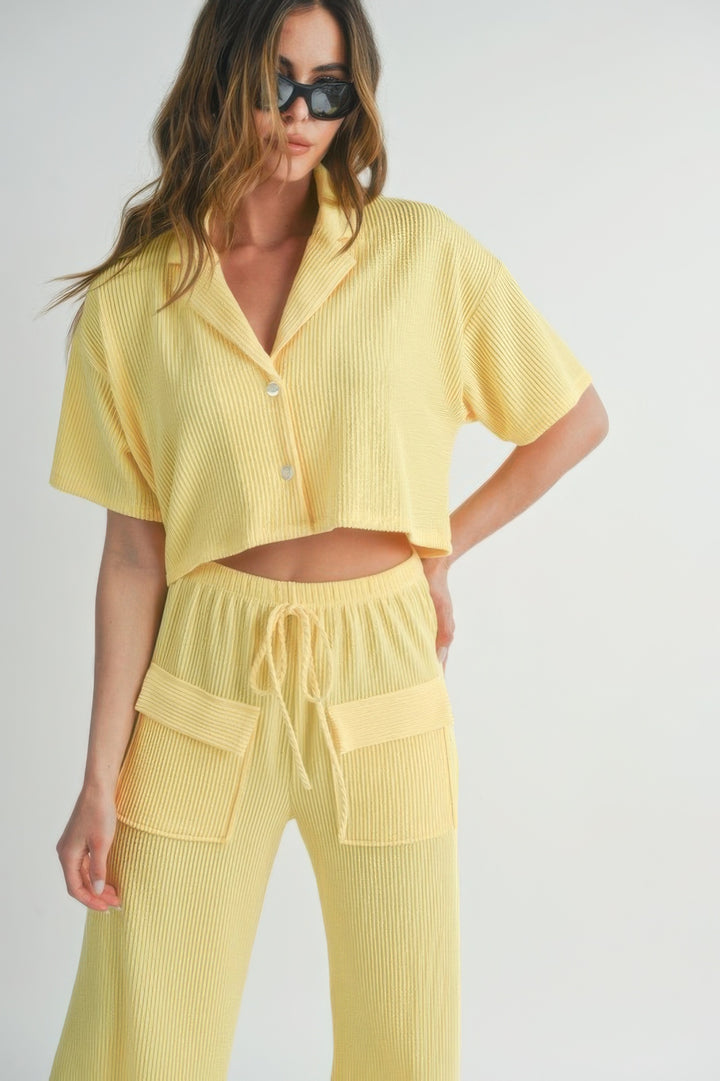 Button Up 2 Piece Set Yellow