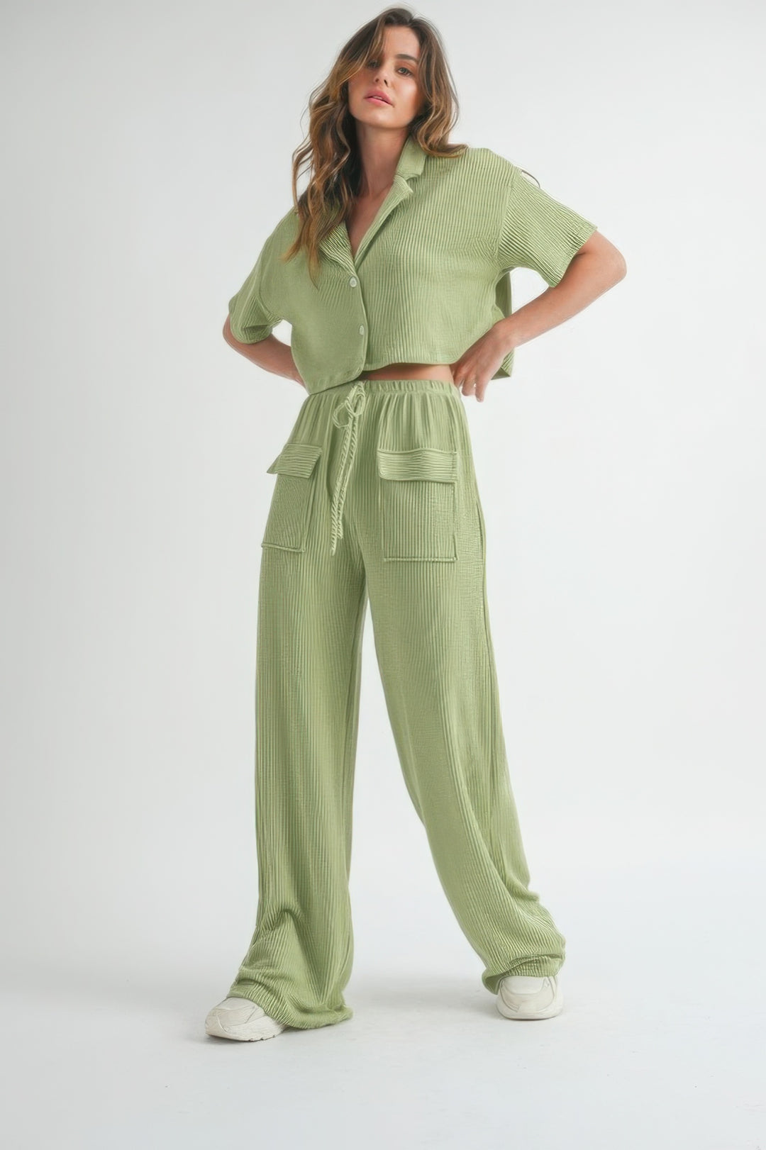 Button Up 2 Piece Set Sage