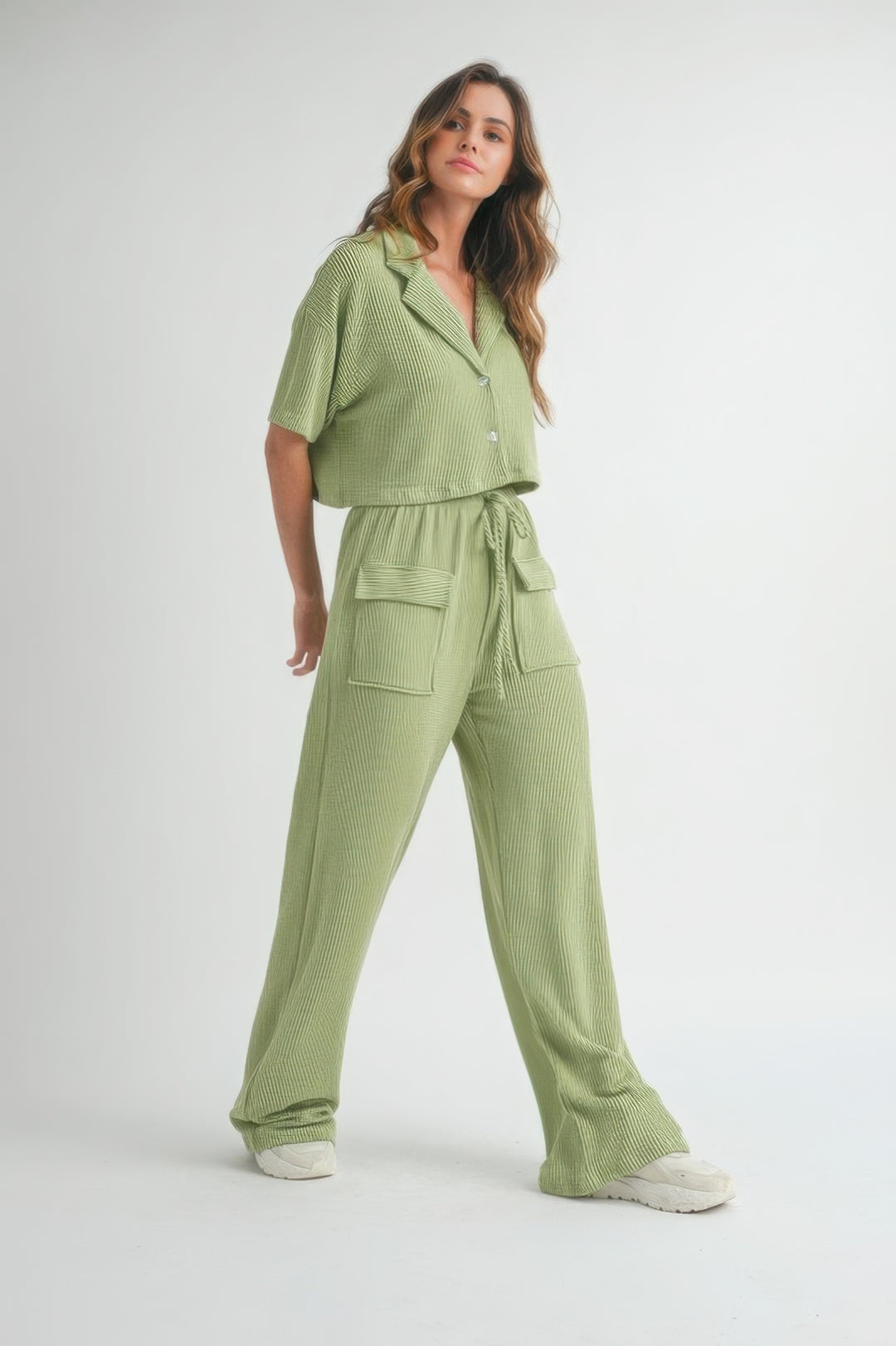 Button Up 2 Piece Set Sage