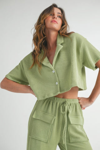 Button Up 2 Piece Set Sage