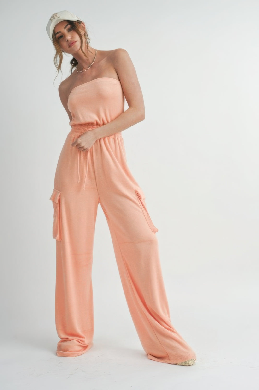 Tube Top Jumpsuit Romper Peach