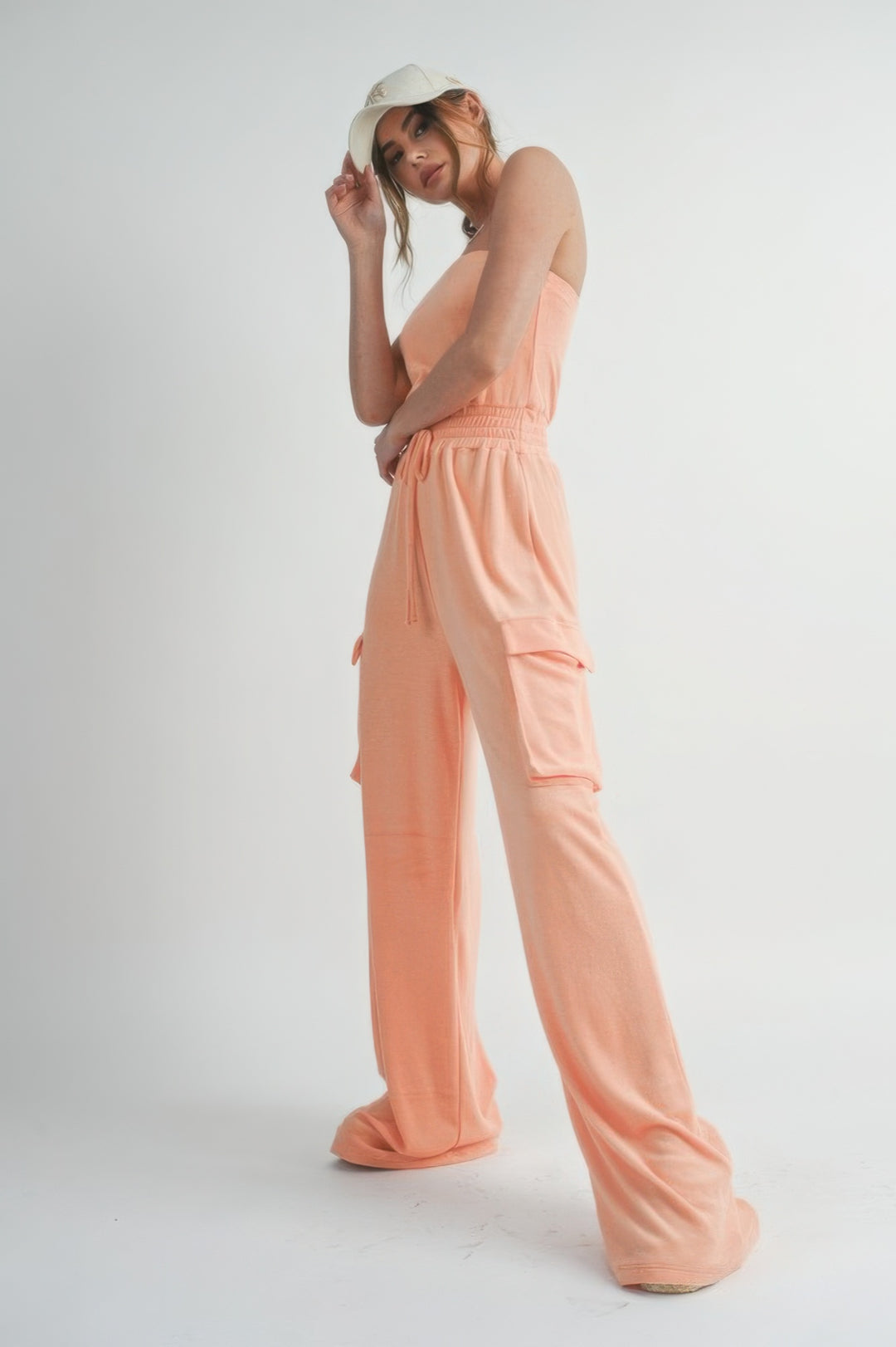 Tube Top Jumpsuit Romper Peach