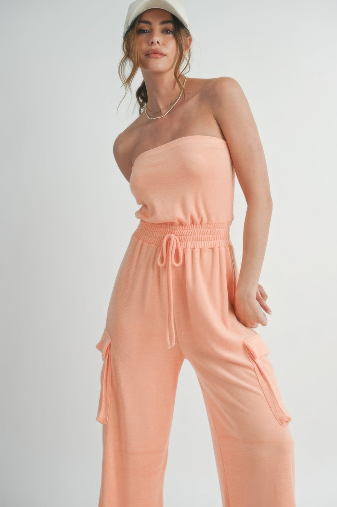 Tube Top Jumpsuit Romper Peach