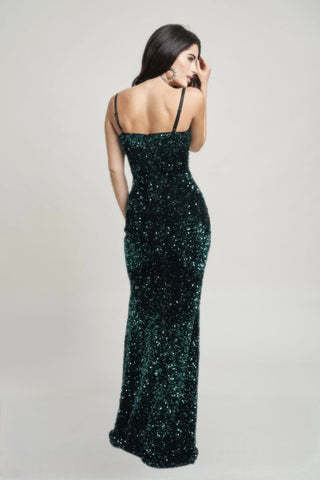 Cecily Velvet Luxe Corset Maxi Dress Hunter Green