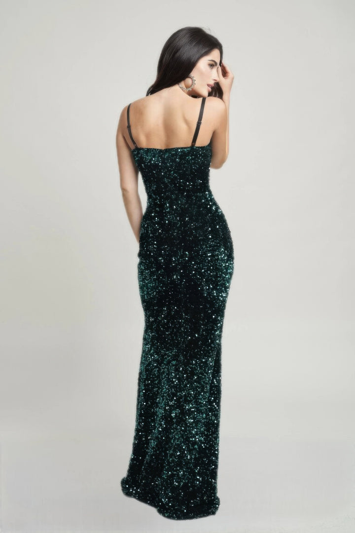 Cecily Teddy Velvet Corset Maxi Dress Hunter Green