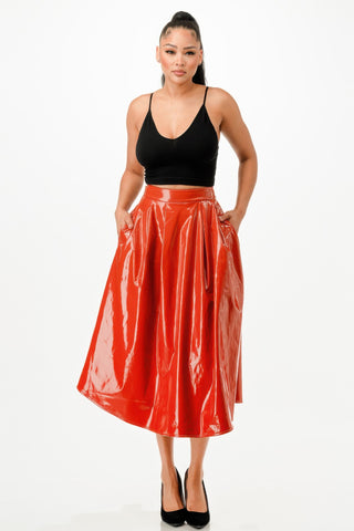 Midi Skirt With Pockets Red