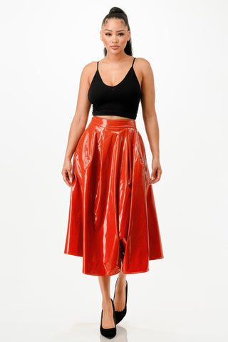 Midi Skirt With Pockets Red