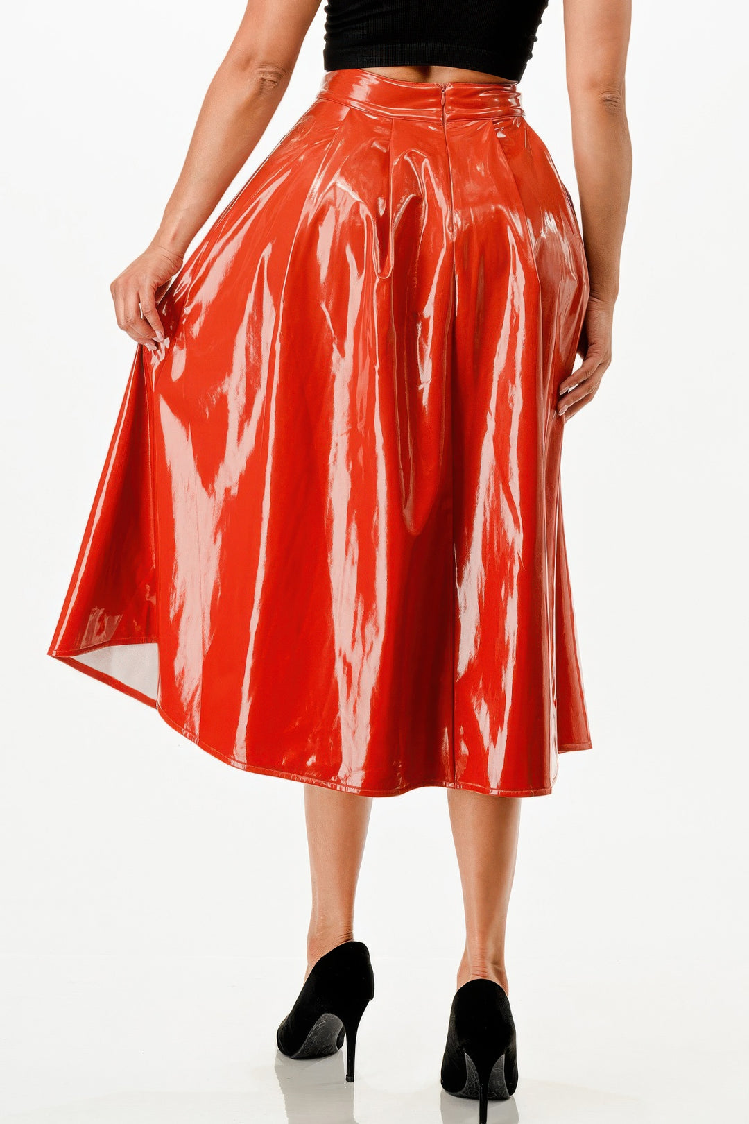 Midi Skirt With Pockets Red