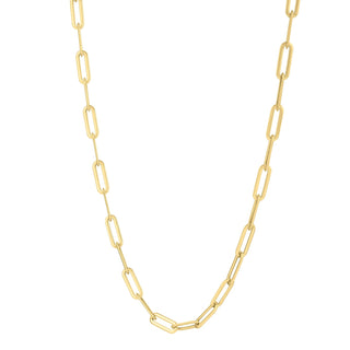 Long Domed Paperclip Necklace in 14K Yellow Gold (4.80 mm)