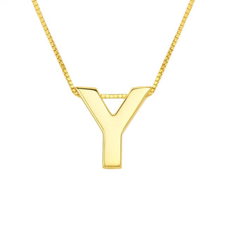 14K Yellow Gold Yours Truly Block Letter Initial Y Necklace