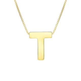 14K Yellow Gold Yours Truly Block Letter Initial T Necklace