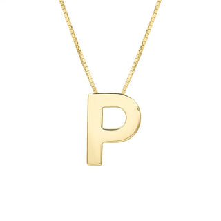 14K Yellow Gold Yours Truly Block Letter Initial P Necklace