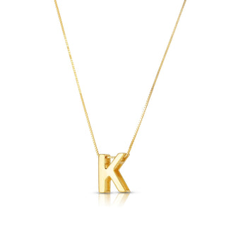 14K Yellow Gold Yours Truly Block Letter Initial K Necklace