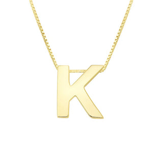 14K Yellow Gold Yours Truly Block Letter Initial K Necklace