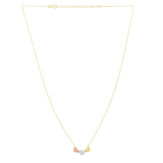 14K Tri Color Gold Triple Heart Necklace