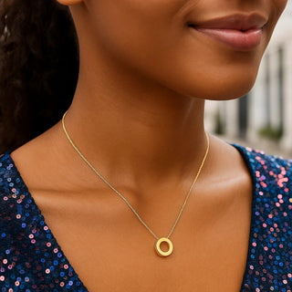 14K Yellow Gold Yours Truly Block Letter Initial O Necklace