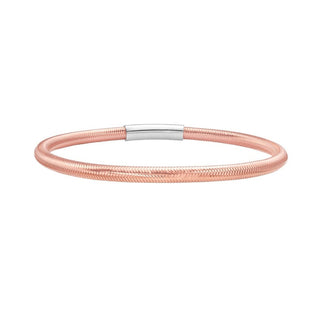 Sterling Silver Rose Gold Plated Basketweave Stretch Bangle