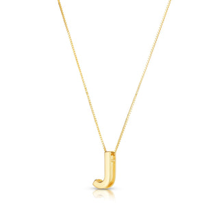 14K Yellow Gold Yours Truly Block Letter Initial J Necklace