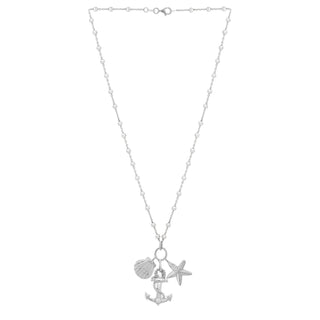 Sterling Silver Rhodium Plated Sea Life Charm Necklace