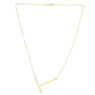 14K Yellow Gold Yours Truly Large Initial T Necklace