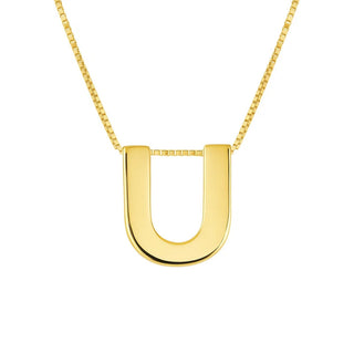 14K Yellow Gold Yours Truly Block Letter Initial U Necklace