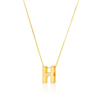 14K Yellow Gold Yours Truly Block Letter Initial H Necklace