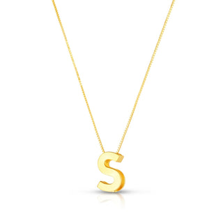 14K Yellow Gold Yours Truly Block Letter Initial S Necklace