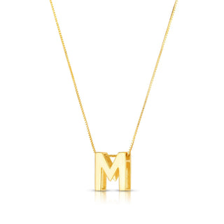 14K Yellow Gold Yours Truly Block Letter Initial M Necklace