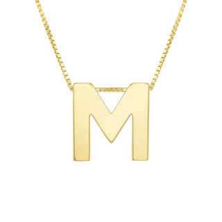 14K Yellow Gold Yours Truly Block Letter Initial M Necklace