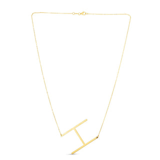 14K Yellow Gold Yours Truly Large Initial H Necklace