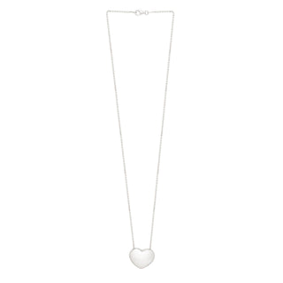 Sterling Silver Rhodium Plated Puffy Heart Necklace