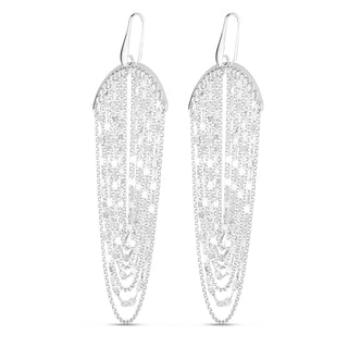 Sterling Silver Multi Strand Chain Drop Chandelier Earrings