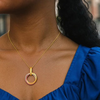 14k Tri-Color Gold Open Interlaced Ring Pendant