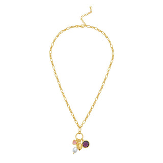 Sterling Silver Rhodium Plated Cubic Zirconia Charm Necklace