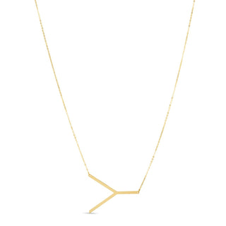 14K Yellow Gold Yours Truly Large Initial Y Necklace