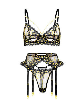 Opulent Lace Pearl-Embellished Lingerie Set