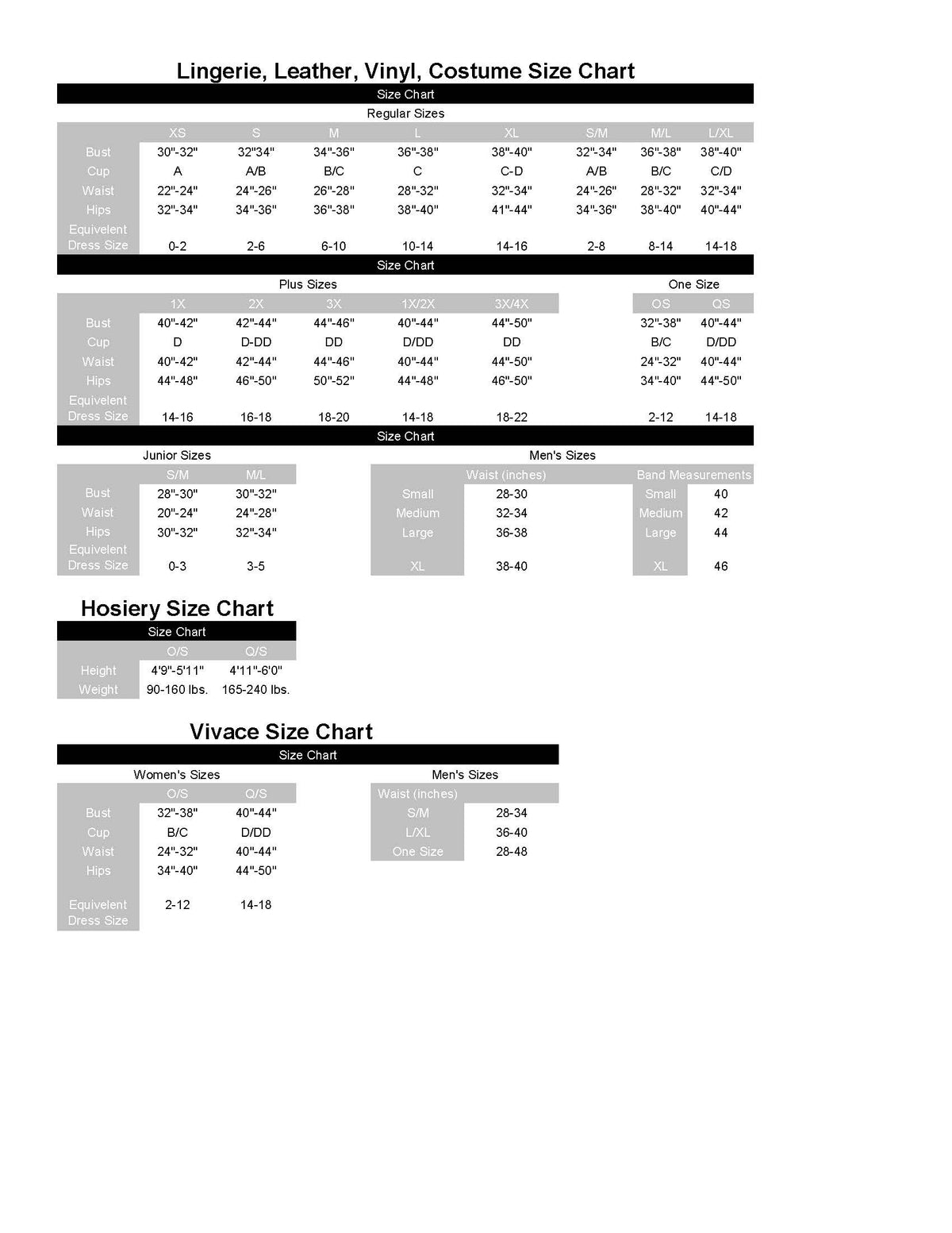 Size chart