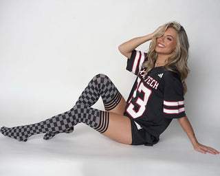 Game Day! - Black & Grey Thigh-Highs