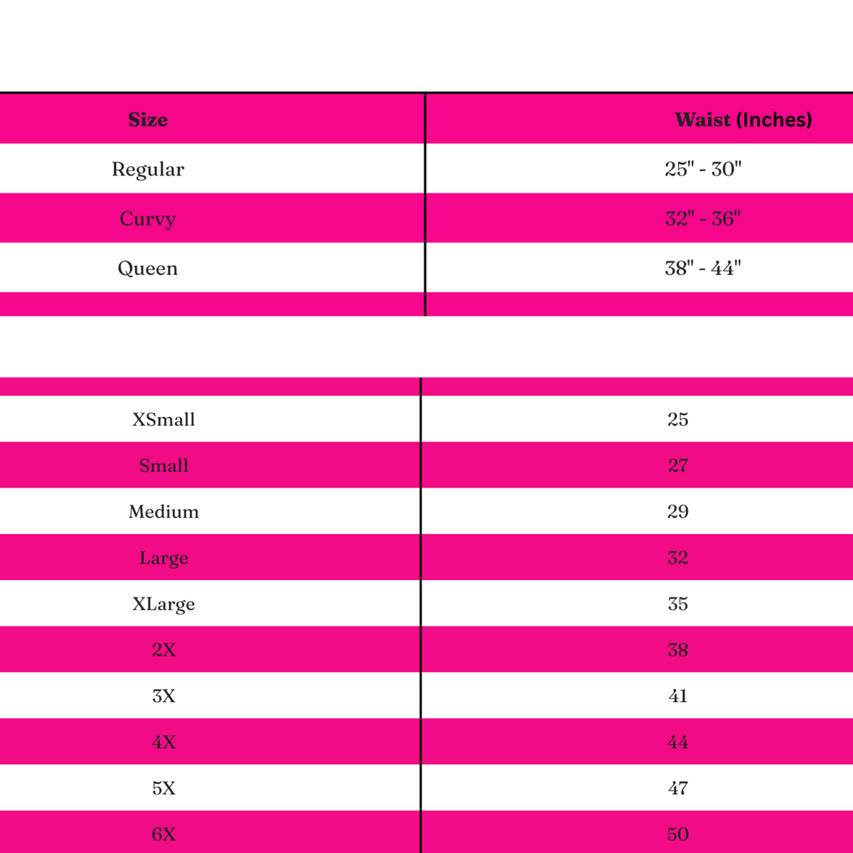 Size chart